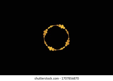 Set of vector graphic circle frames. Vector floral vintage frame on a black background.