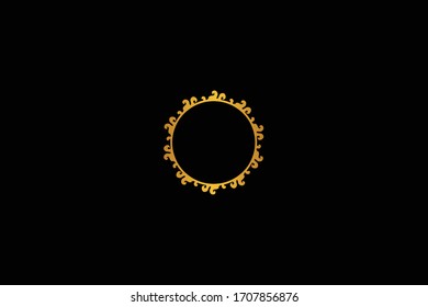Set of vector graphic circle frames. Vector floral vintage frame on a black background.