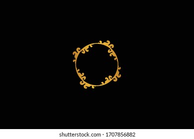 Set of vector graphic circle frames. Vector floral vintage frame on a black background.