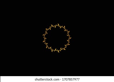 Set of vector graphic circle frames. Vector floral vintage frame on a black background.