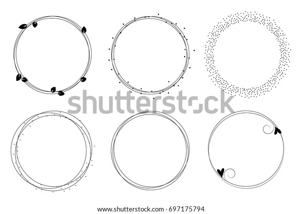 ベクター画像の円フレームのセット デザイン用のリース ロゴテンプレート 枝 点 ハート のベクター画像素材 ロイヤリティフリー