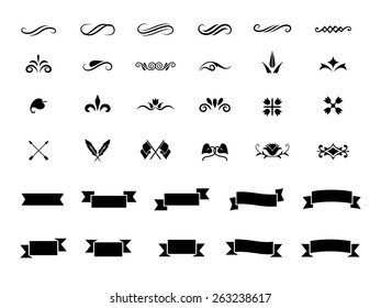 Set of vector graphic design elements and ribbons