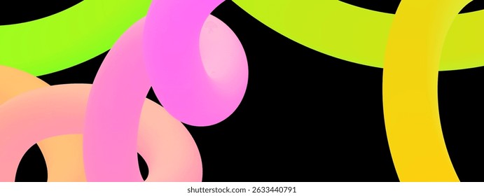 Set of vector graphic elements. Abstract shapes with smooth wavy lines, bright colors and gradient transitions.