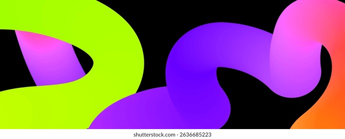 Set of vector graphic elements. Abstract shapes with smooth wavy lines, bright colors and gradient transitions.