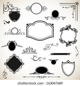 Set of vector graphic elements for design. Easily editable vector, calligraphic elements