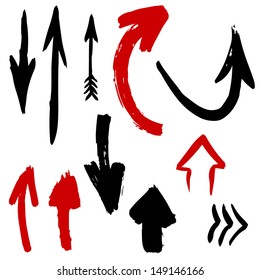 Set of vector graphic elements. Red and black arrows