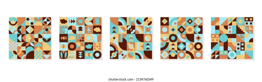 Set of Vector Graphic Neo Geo Pattern. Vivid Color Element Template. Geometric Shapes Design. Good for Banner, Flyer, Print, Card, Brochure, Bed Sheet, Curtain, Textile, Blanket, and More