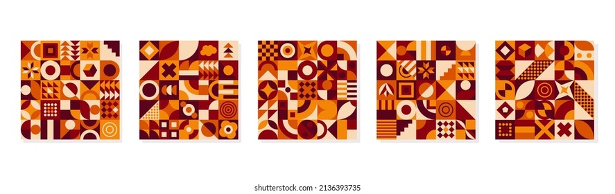 Set von Vektorgrafik Neo Geo Design. Farbiges Thema. Einzigartige geometrische Formen. Gut für Banner, Print, Blanket, Textilien, Tischdecken, Vorhang, Bettwäsche und mehr