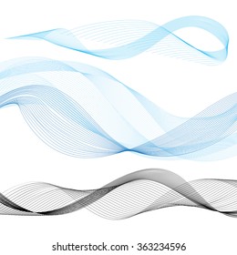 set of vector graphic waves on a white background