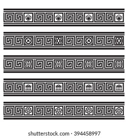 Set of the vector Greek ornament on a white background for graphic design.