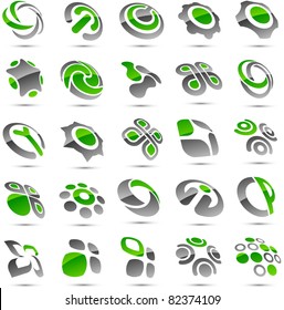 Set of vector  green abstract signs.