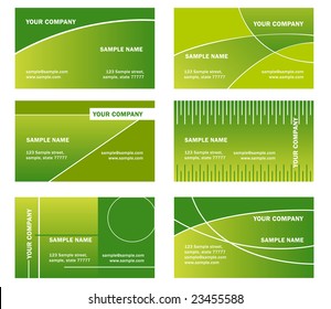 set of vector green business card - horizontal orientation