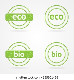 Set of vector green eco and bio stamps