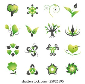 set of vector green icons