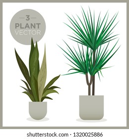 set of vector green plants illustrations