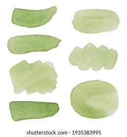 Set Vector Of Green Watercolor Patch Background For Decoration Or Frame