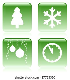 Juego de iconos vectoriales de Navidad verde y blanco