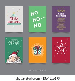 set vector greeting card christmas, collection poster or banner design
