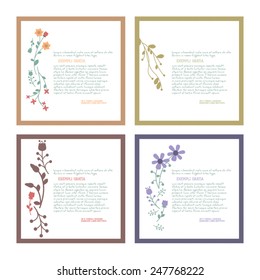 Set of vector greeting card or invitation templates with floral background