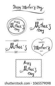 set of vector greeting card Mother's Day. Festive inscriptions. Ink illustration. A modern brush of calligraphy. Isolated on white background. Postcard with Mother's Day.
