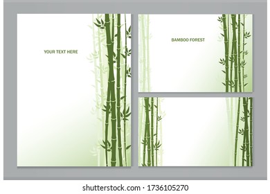 Set of vector greeting cards with bamboo and place for text.