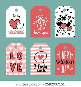 set of vector greeting labels for Valentine's Day gifts	