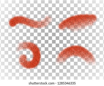 Set of vector ground red pepper elements isolated on transparent background. Culinary design elements. Red cayenne or chilli pepper, paprica powder. Spicy seasoning. 