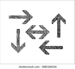Set of vector grunge arrows. Grunge texture. Ability to change to any size without loss of quality.