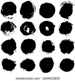 Set of vector grunge backgrounds. Circle brush strokes. 