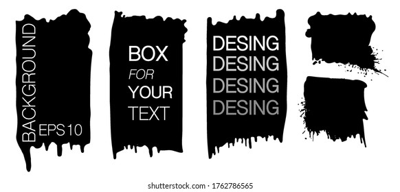 A set of vector grunge banner for your design. Abstract painted background templates. One color monochrome artistic hand drawn backgrounds square shapes.