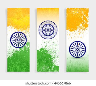 Set of vector grunge banners the day India's independence.