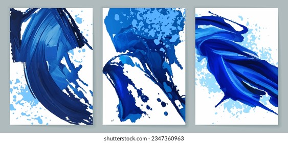 Conjunto de banners de grunge vectorial. Trajo mano de fondo abstracto. El pincel de tinta estropea el lío. Diseñar banner web, afiche, invitación, tarjeta de regalo, cupón, venta. Fondos con salpicadura de tinta y trazo de pincel.