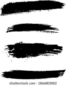 Set of vector grunge, black paint, ink brush strokes. Brushes are isolated on white background.