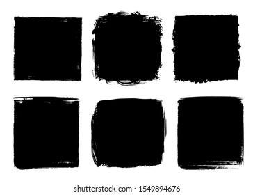 Set of vector grunge black textures on white background for banner, poster, invitation. Artistic backdrop.