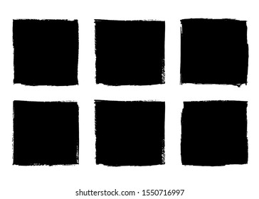 Set of vector grunge black textures on white background for banner, poster, invitation. Artistic backdrop.