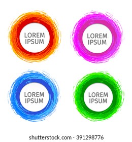 Set of vector grunge blob. Watercolor paint shapes. Colorful logo/White circle for text.