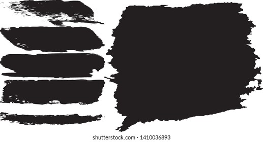 A set of vector grunge brushes. Abstract black spots on white background. Templates for inserting text