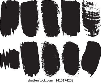 A set of vector grunge brushes. Abstract lines and spots. Dark ink texture