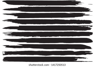 Set of vector grunge brushes. Abstract lines from ink