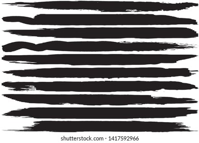 Set of vector grunge brushes. Abstract lines from ink
