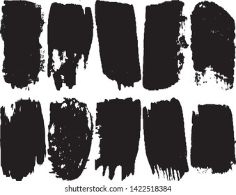 A set of vector grunge brushes. Abstract lines and spots. Dark ink texture