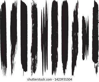 A set of vector grunge brushes. Abstract lines and spots. Dark ink texture