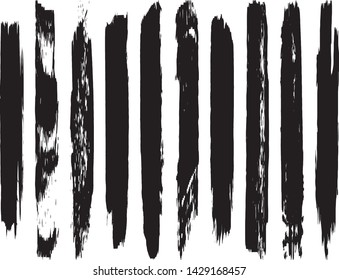 A set of vector grunge brushes. Abstract lines and spots. Dark ink texture