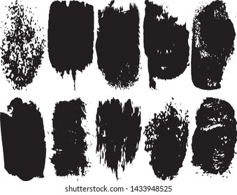 A set of vector grunge brushes. Abstract lines and spots. Dark ink texture