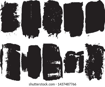 A set of vector grunge brushes. Abstract lines and spots. Dark ink texture