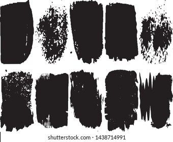 A set of vector grunge brushes. Abstract lines and spots. Dark ink texture