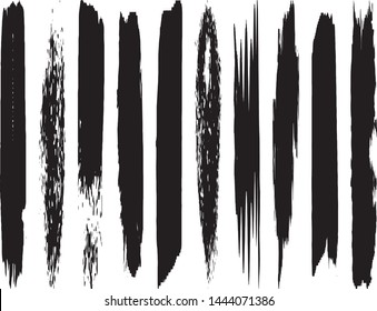 A set of vector grunge brushes. Abstract lines and spots. Dark ink texture
