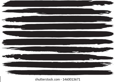 Set of vector grunge brushes. Abstract lines from ink