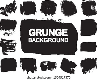 A set of vector grunge brushes. Abstract lines and spots. Dark ink texture