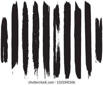 A set of vector grunge brushes. Abstract lines and spots. Dark ink texture